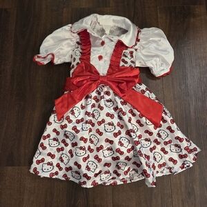 Hello Kitty Kids Costume with Red Bow and White Dress And Headband